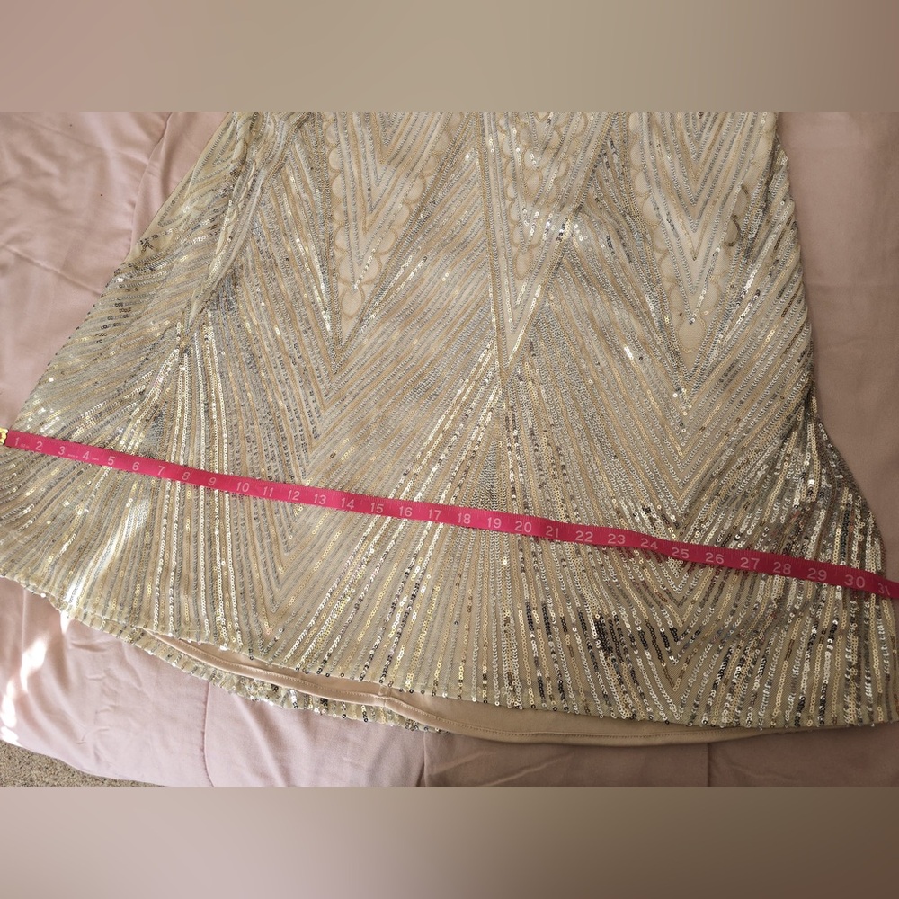 R&M Richards Metallic Gold Halter Maxi Dress - Picture 10 of 12
